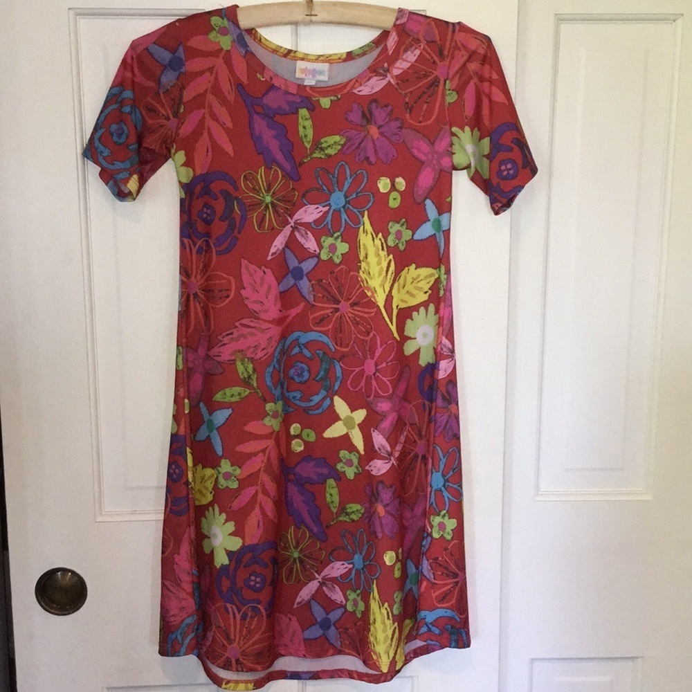 Lularoe girls dress funky floral 12